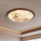 “Modern acrylic moon ceiling lamp with wood frame, E27 LED included”