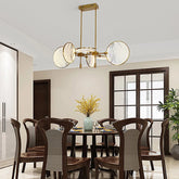 Modern retro pendant chandelier with metal frame for dining room lighting