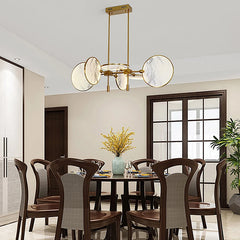 Modern retro pendant chandelier with metal frame for dining room lighting