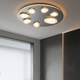 Modern round flush mount ceiling light with acrylic shades for living room lighting
