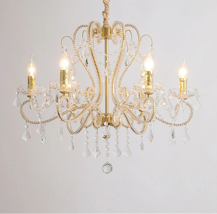 “Modern semiflush gold crystal chandelier for hallway”