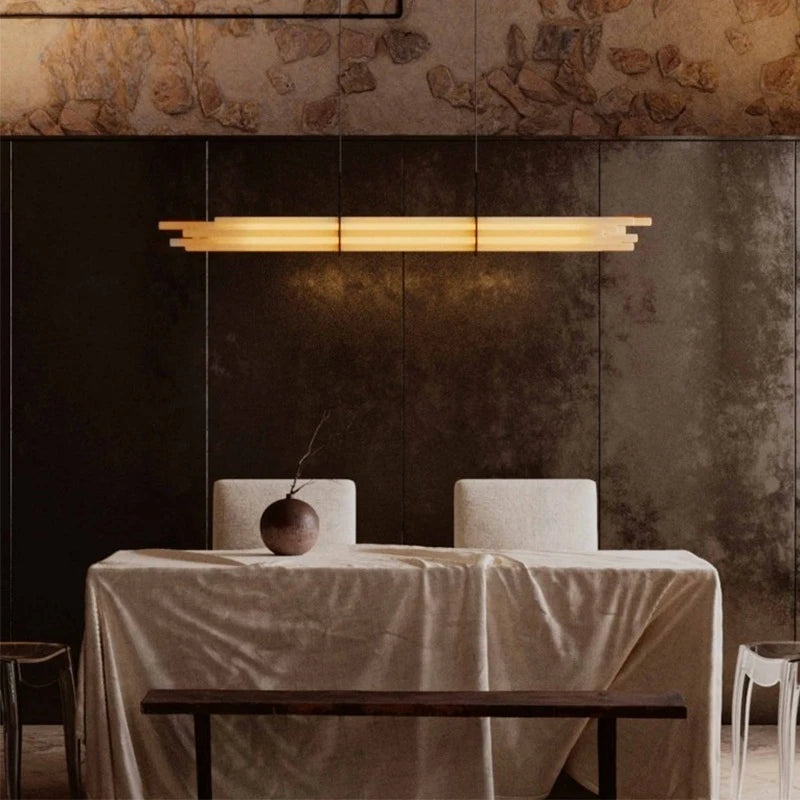 Modern strip pendant light for restaurant or study ceiling installation