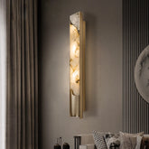Nordic marble LED wall lamp with slim vertical design for living room walls