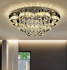 “Nordic round disc crystal ceiling lamp for modern living rooms”