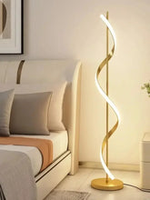 “Nordic spiral LED floor lamp with luxury aluminum design”
