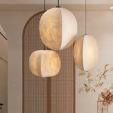 “Nordic linen Wabi Sabi pendant light for Japandi dining room”