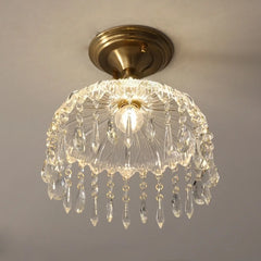 “Polished copper bedroom ceiling light with crystal accents”