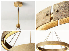 Polished copper pendant chandelier for large living room lighting