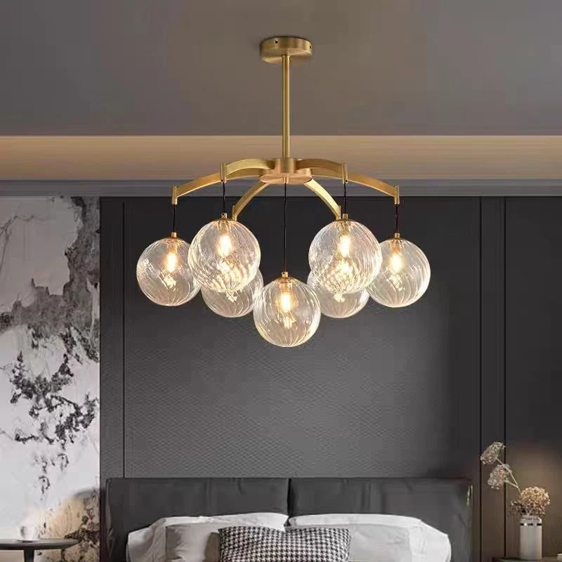 “Creative bubble glass dimmable ceiling lamp in polished copper and brass”