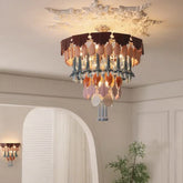 “Premium layered LED pendant light with hand-glazed ceramics”