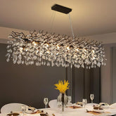 “Rectangular black branch crystal chandelier for modern dining rooms”