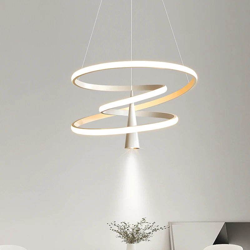 Modern pendant light with two light sources for focused indoor illumination