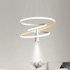 Modern pendant light with two light sources for focused indoor illumination