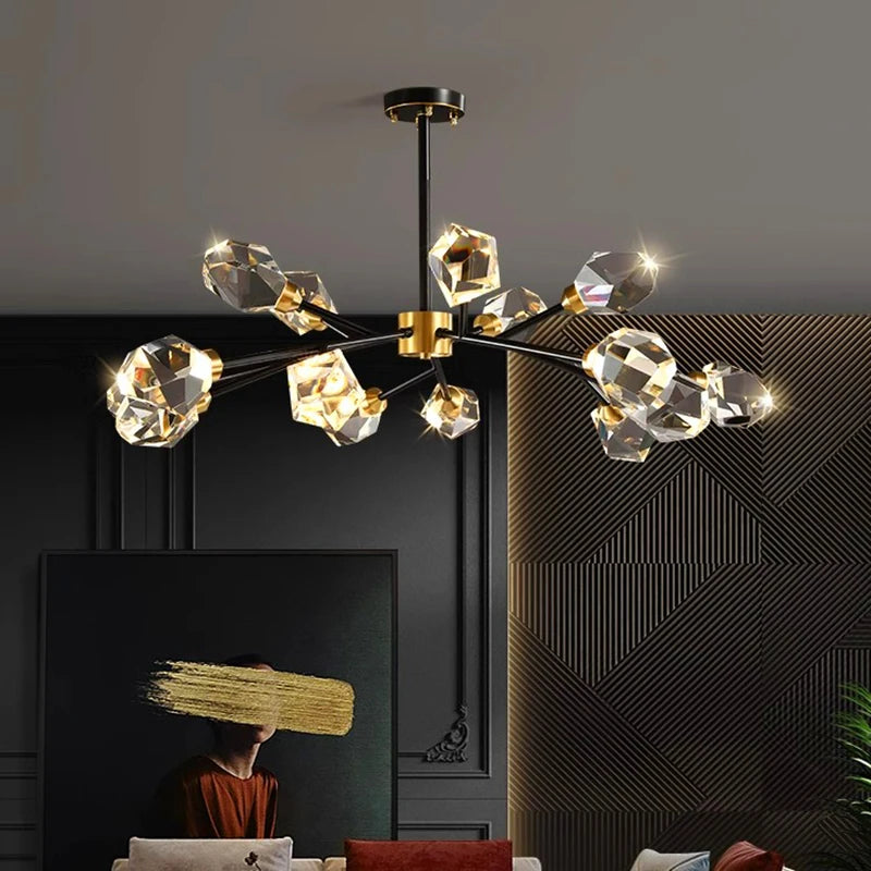 “Modern living room ceiling light with crystal accents”