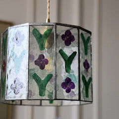 “Artisan flower pattern glass pendant for dining, bar, or home accent”