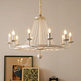 Retro candle-style crystal chandelier with chain pendant mount and E14 LED bulbs included
