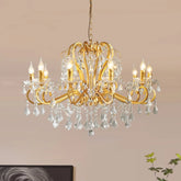 Retro crystal chandelier with chain pendant installation and E14 bulb base