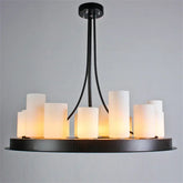 Retro glass candle chandelier with an iron frame for living rooms and kitchens.