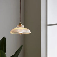 Single hanging pendant light with glass shade for kitchen or bedroom
