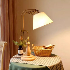 “Retro textile study table lamp for reading and decor”