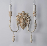 “Retro wood brass wall sconce with dual arms for bedrooms”