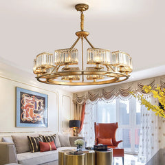 Ring profile crystal chandelier designed for dining room ceiling lighting and ambience