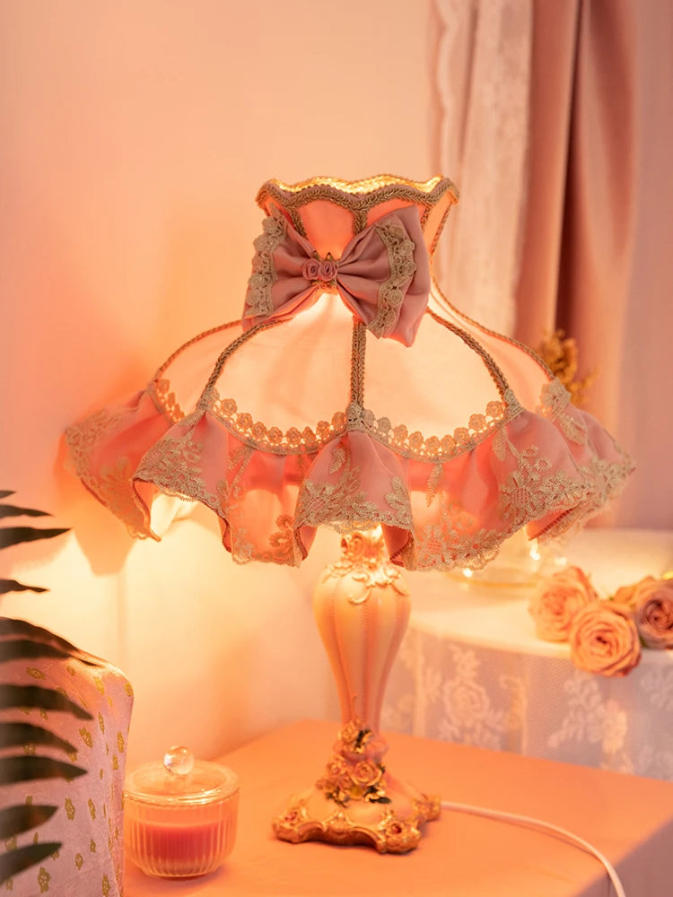 “Romantic bow nightstand lamp for girls bedroom and playroom decor”