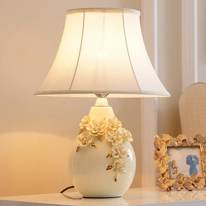 “Romantic pleated shade table lamp for headboard and bedroom”