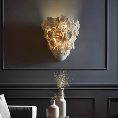 Decorative wall light fixture on a dark paneled wall with 'No.7 Lighting' branding.