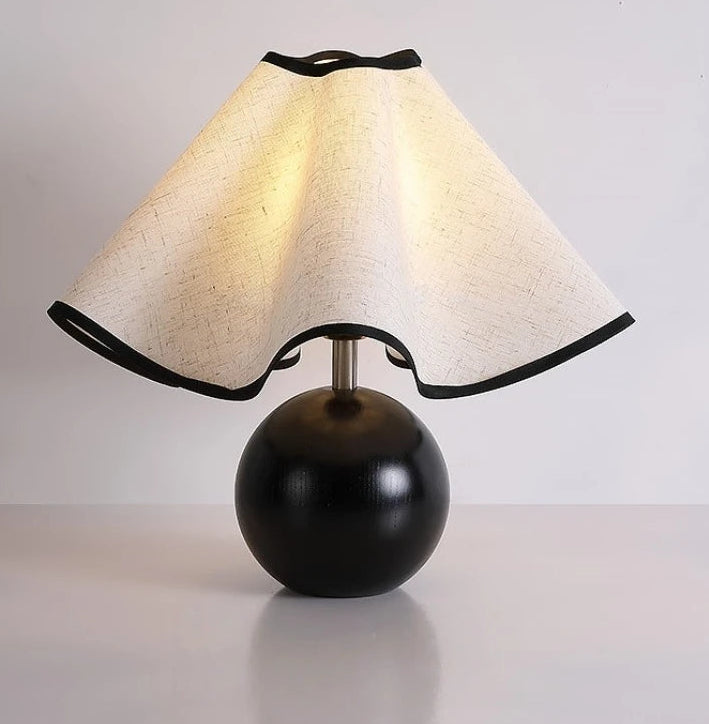 “Stylish wooden accent lamp with touch on/off convenience”