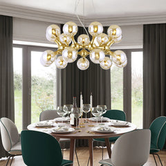 Semiflush mount glass ball chandelier transforming a foyer’s ambience