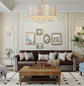 Round shell and K9 crystal pendant chandelier with chain hanging design