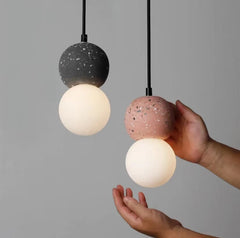 Minimalist hanging pendant lamp with stone shade for dining table lighting