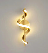 “Spiral LED wall lamp in black, gold, and white finish”