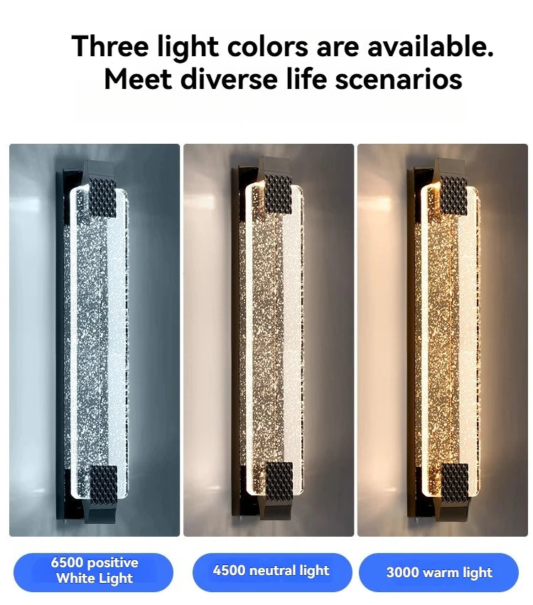 Exterior LED wall lamp with bubble crystal shade for garden walkway ambience