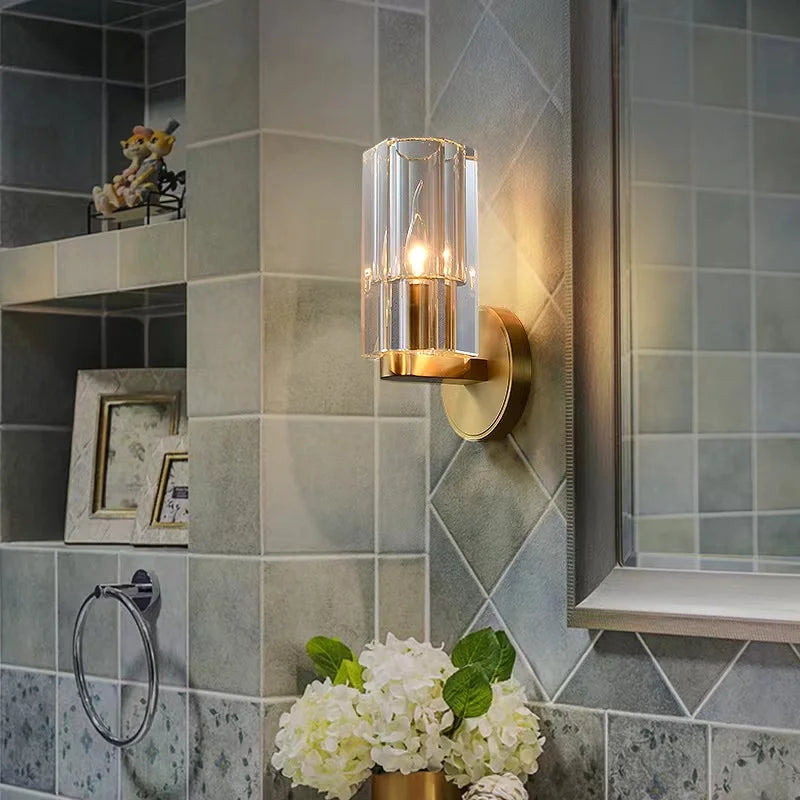 Crystal shade wall lamp designed for stair wall lighting with soft diffusion