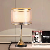 “Switzerland luxury table lamp with brown iron base and fabric shade”