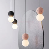 Terrazzo stone globe pendant lamp with E27 bulb for ambient room lighting