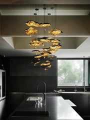 Sculptural ceiling chandelier designed for statement lighting