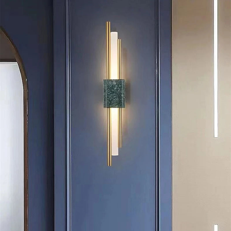 Modern wall-mounted lamp with copper body and acrylic shade for indoor lighting