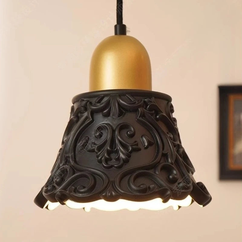 “Vintage floral carving restaurant pendant lamp”