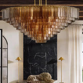 Round Murano-style glass chandelier with layered vintage design