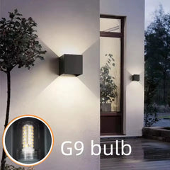 “Outdoor waterproof IP65 wall sconce illuminating a home entrance.”