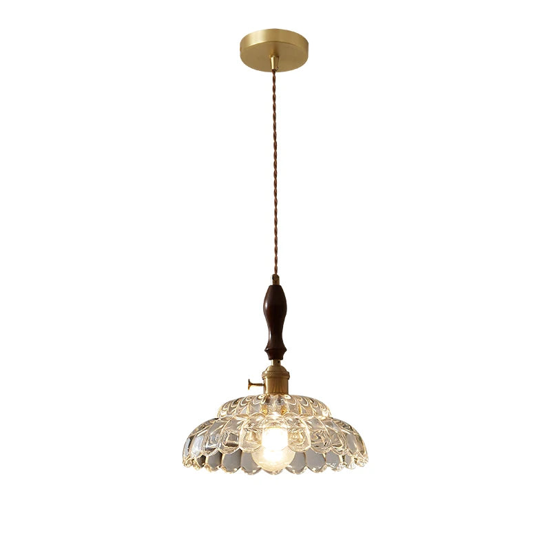 “Wooden decorative top vintage glass pendant for kitchen, living, or hotel”
