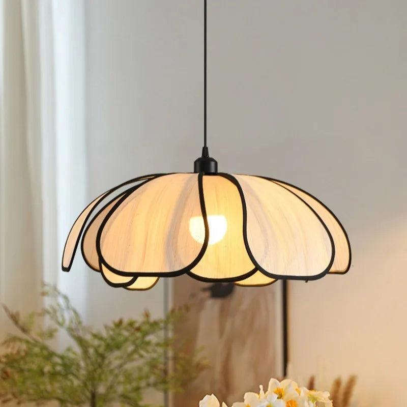 “Zen-style bamboo ceiling light for bedroom or study”