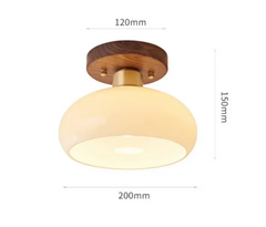 Dimensions of the frosted glass dome ceiling light showing 200mm width and 150mm height.