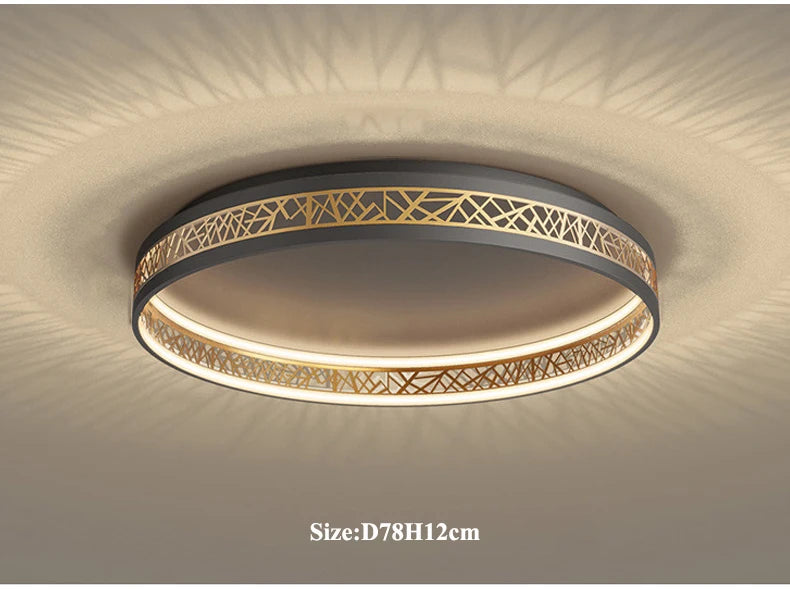 Ceiling light fixture with decorative pattern on a ceiling