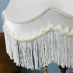 Cream Fabric Fringe Bell Lampshade Pendant Light
