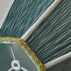 Green Pleated Fabric Empire Shade Lamp with Beaded Tassels