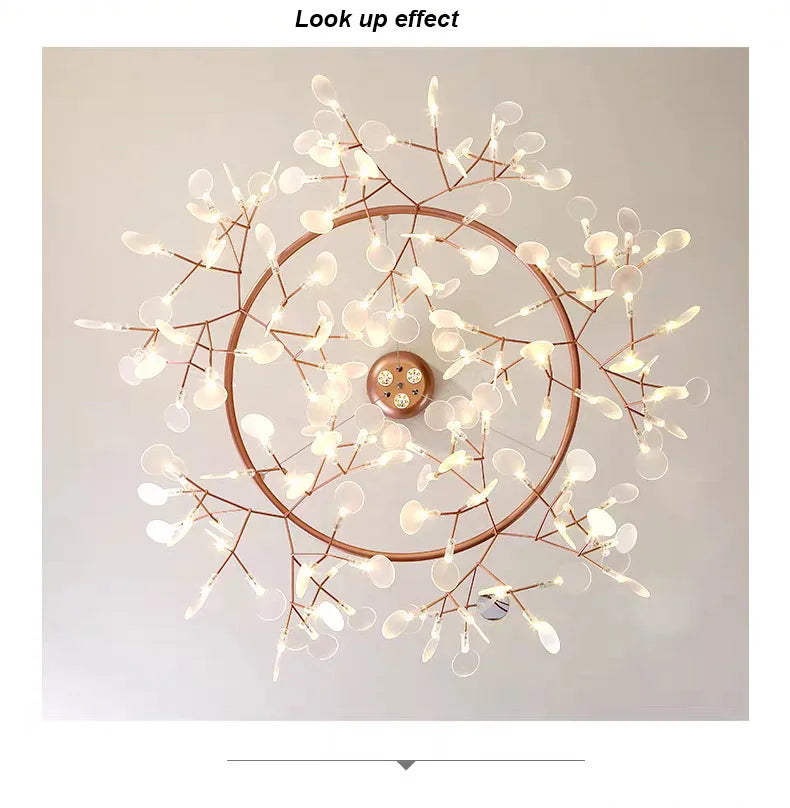 Decorative ceiling light fixture with branch-like design on a plain background